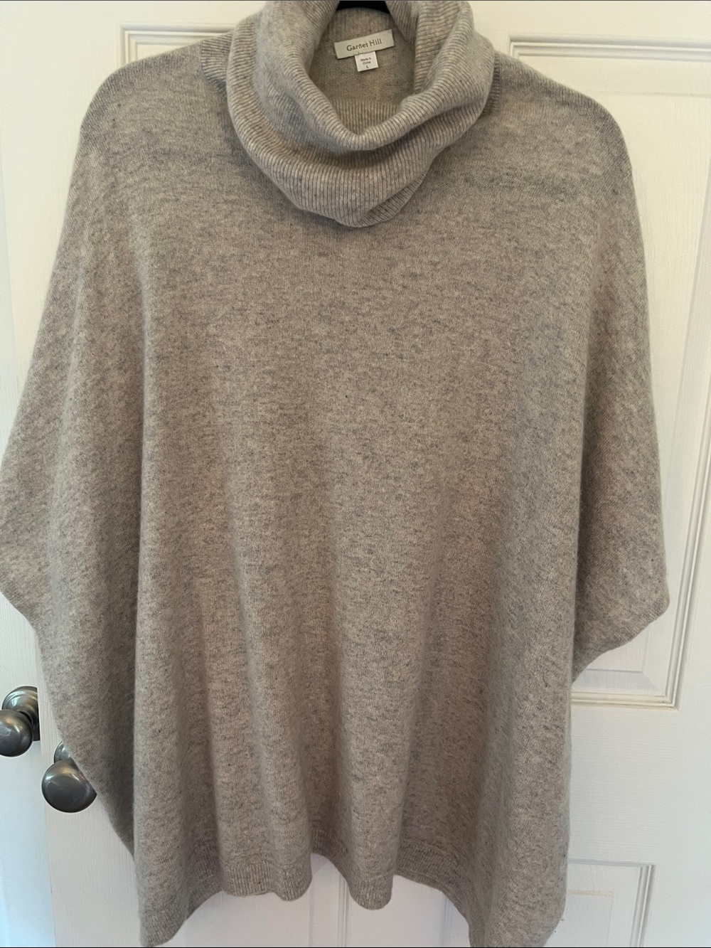 Garnet Hill Light Gray Cowl Neck Poncho Sweater